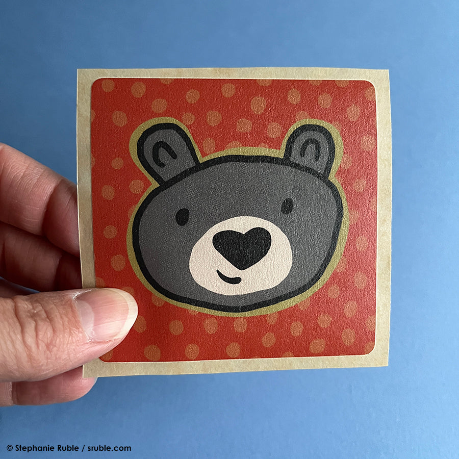 Bear and Polka Dots Sticker (Paper)