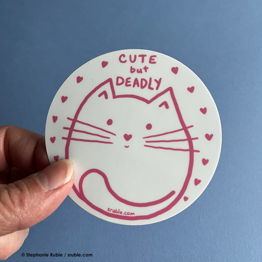 Cute But Deadly Cat Sticker (Vinyl)