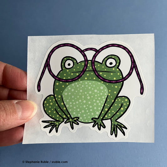 Glasses Frog Sticker (Paper)