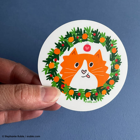 Kitty Wreath Cat Sticker (Vinyl)